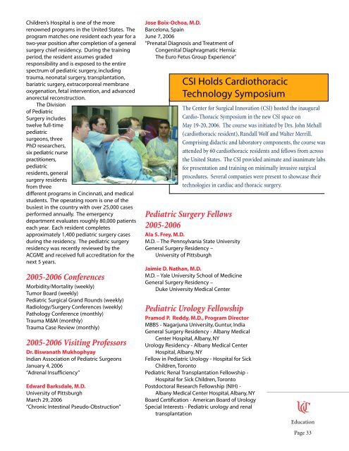 Education - Surgery - University of Cincinnati