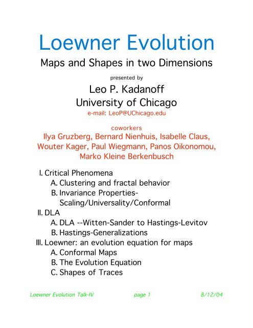 Introduction to Stochastic Loewner Evolution - University of Chicago