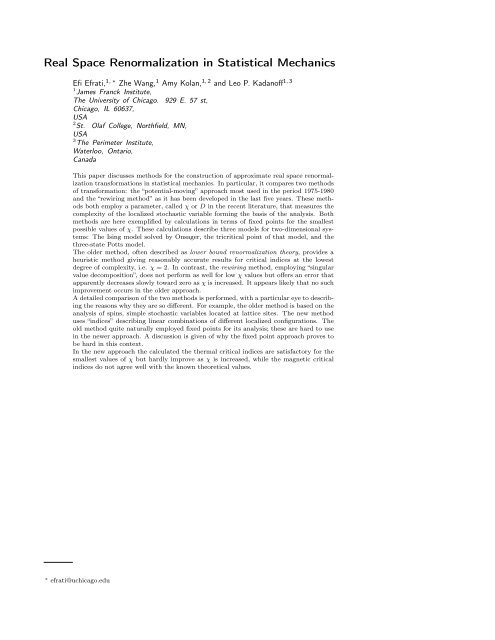 Real Space Renormalization in Statistical Mechanics