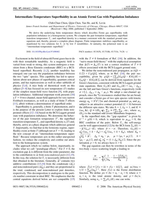 Phys. Rev. Lett. 97, 090402 (2006) - APS Link Manager - American ...
