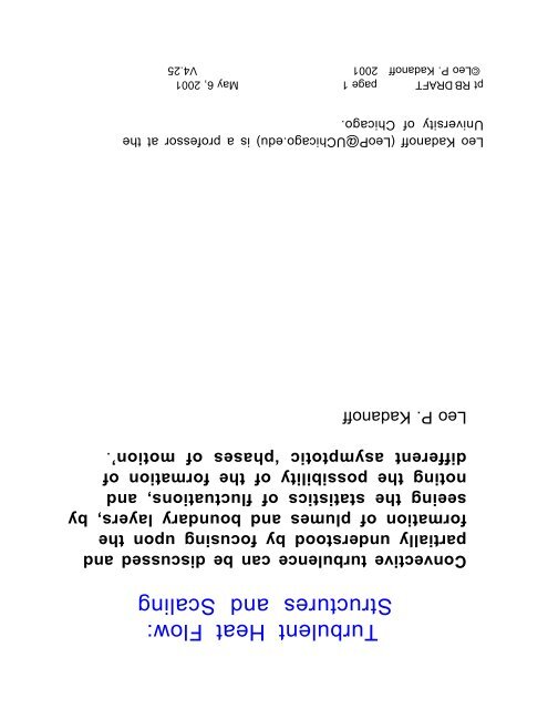 Turbulent Heat Flow: Structures and Scaling - University of Chicago