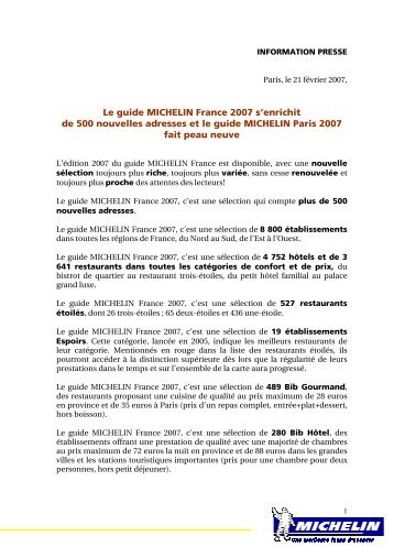 du Guide Michelin France 2007 - Le Nouvel Observateur