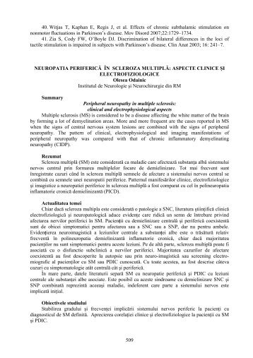 Neuropatia periferică în scleroza multiplă: aspecte clinice şi ...