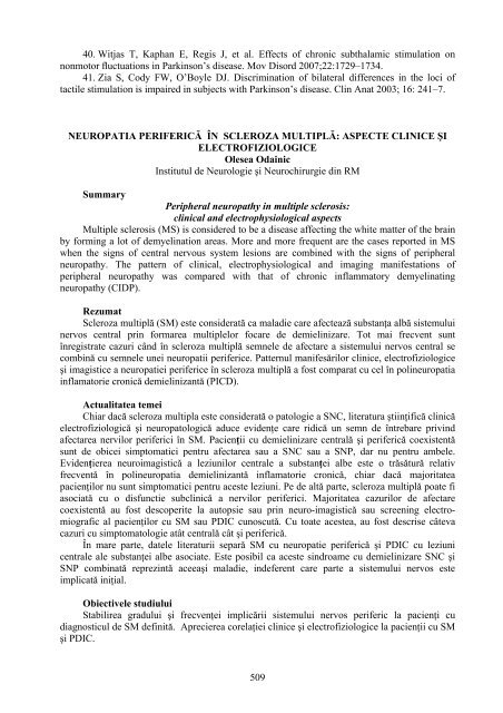 Neuropatia periferică în scleroza multiplă: aspecte clinice şi ...