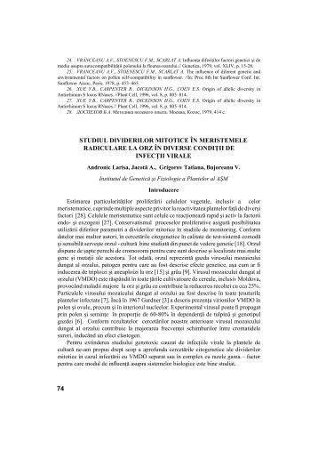 74 studiul dividerilor mitotice în meristemele radiculare la orz în ...