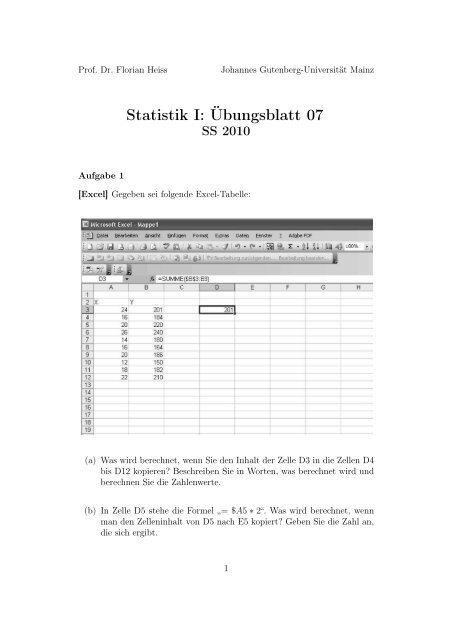 Statistik I: Übungsblatt 07