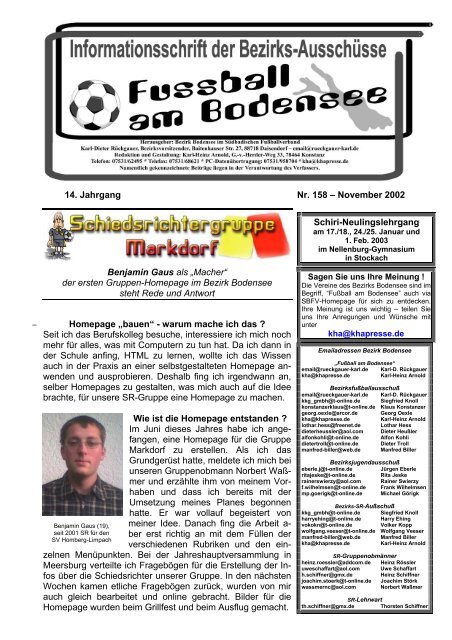 14. Jahrgang Nr. 158 – November 2002 Benjamin Gaus als ... - SBFV