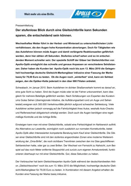 apollo optik gleitsichtbrille angebot