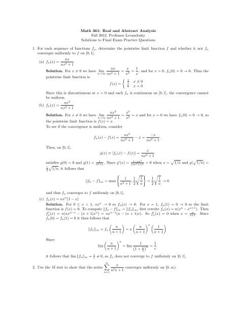 Solutions to Final Exam Practice Questions