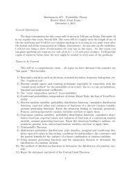 Final exam review sheet - Mathematics and Computer Science