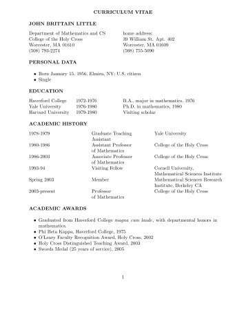 academic curriculum vitae - Mathematics and Computer Science ...