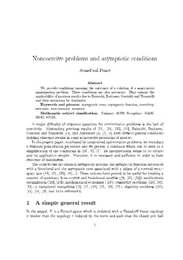 Noncoercive problems and asymptotic conditions Jean-Paul Penot ...