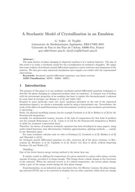 A Stochastic Model of Crystallization in an Emulsion - Laboratoire de ...