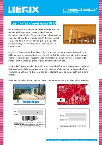 Les Cartes d'adhérents RFID es Cartes d'adhérents ... - Nedap France