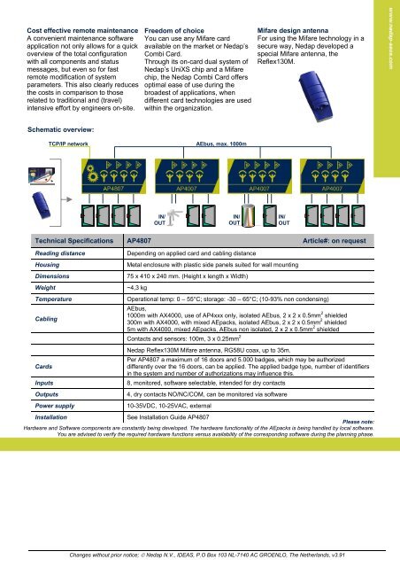 Preliminary Information AP4807 – 4-in-1 Mifare® reader with ...