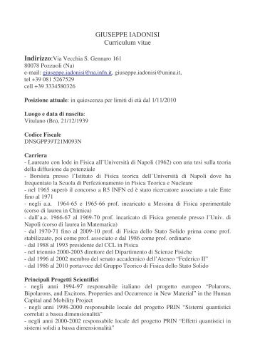 GIUSEPPE IADONISI Curriculum vitae - INFN Napoli