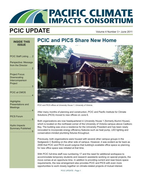 PCIC UPDATE - Pacific Climate Impacts Consortium