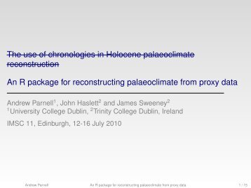 An R package for reconstructing palaeoclimate from proxy data