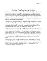 Business Plan for a Startup Business