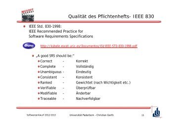 Qualität des Pflichtenhefts- IEEE 830 - Universität Paderborn