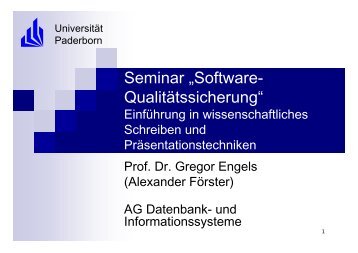Seminar „Software- Qualitätssicherung“ - Datenbank- und ...