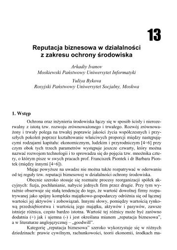 Reputacja biznesowa w działalności z zakresu ochrony środowiska