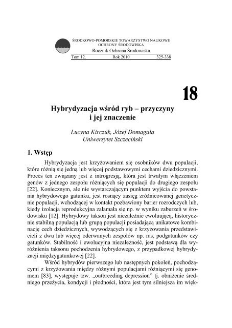 Hybrydyzacja wśród ryb – przyczyny i jej znaczenie - Rocznik ...