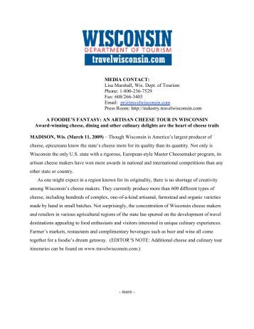 MEDIA CONTACT: Lisa Marshall, Wis. Dept. of Tourism Phone: 1 ...