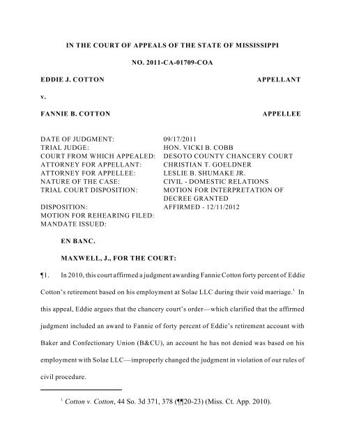 Mississippi Rules Of Civil Procedure >> Cotton V Cotton Mississippi Supreme Court Mississippi Rules Of Civil Procedure >> Cotton V Cotton Mississippi Supreme Court