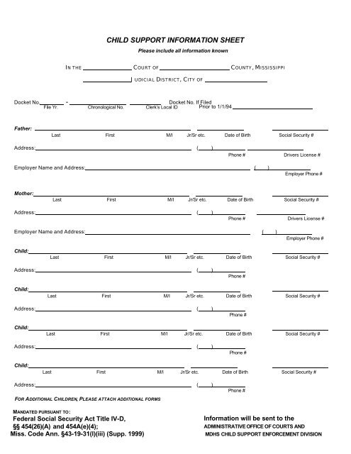 COVER SHEET Civil Case Filing Form - Mississippi Supreme Court