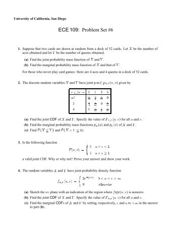 ECE 109: Problem Set #6 and ¡ have joint p.m.f. вдгжезй given by ...