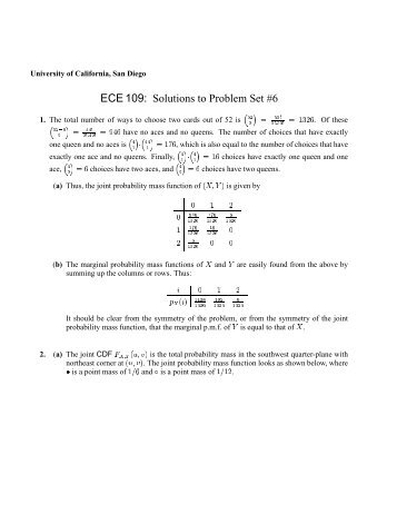 ECE 109: Solutions to Problem Set #6