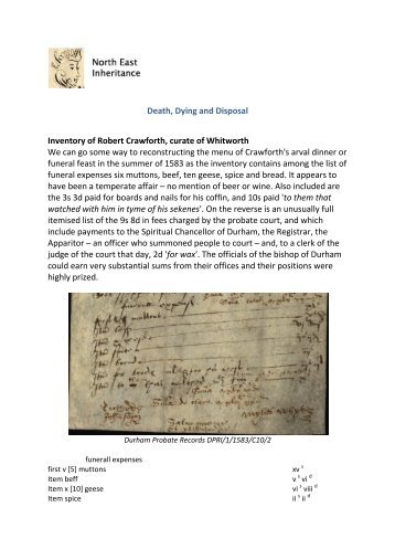 Death, Dying and Disposal - Family records at Durham University ...
