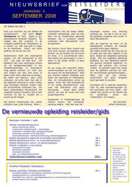 editie 09/ 2008 - vzw Reisleiders Vlaanderen