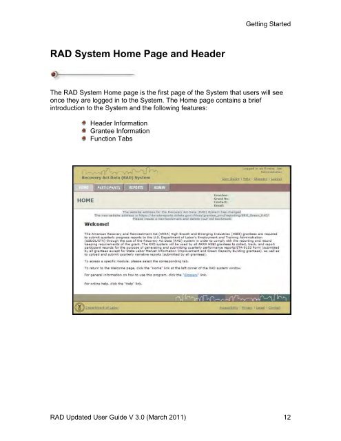 Recovery Act Data (RAD) System User Guide