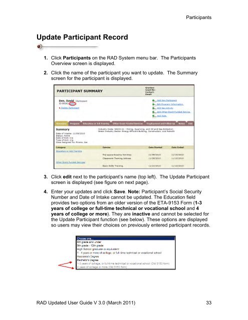 Recovery Act Data (RAD) System User Guide