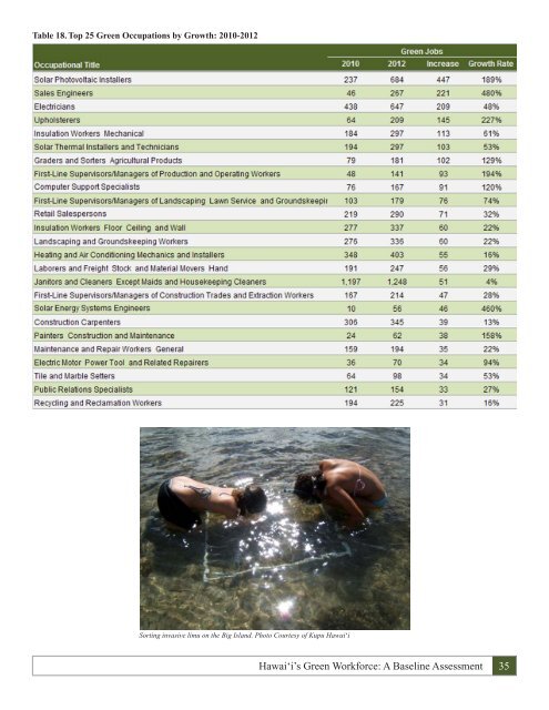 Hawai i's Green Workforce A Baseline Assessment December 2010