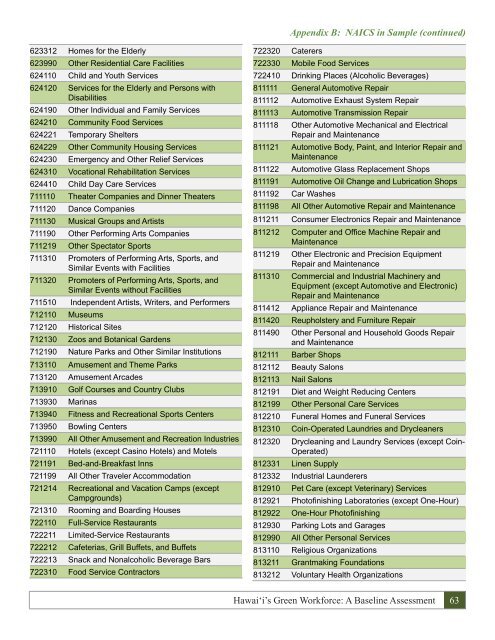 Hawai i's Green Workforce A Baseline Assessment December 2010