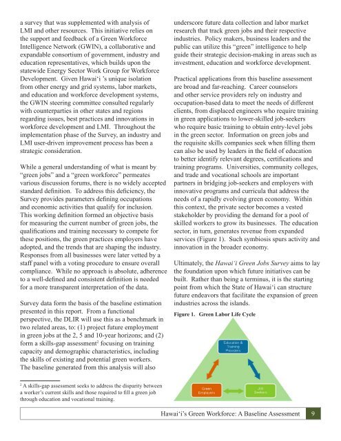 Hawai i's Green Workforce A Baseline Assessment December 2010