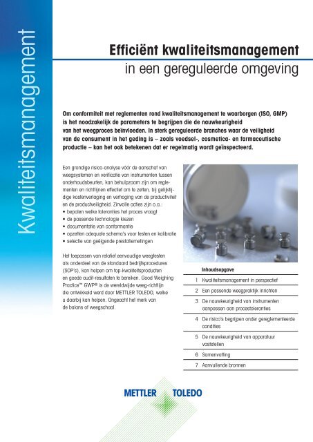 Efficiënt kwaliteitsmanagement - METTLER TOLEDO