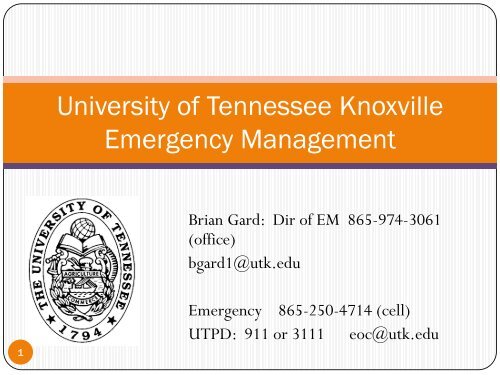 University of Tennessee Knoxville Emergency Management