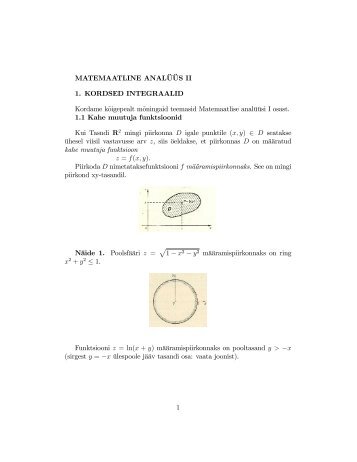 MATEMAATLINE ANALRRS II 1. KORDSED INTEGRAALID ...