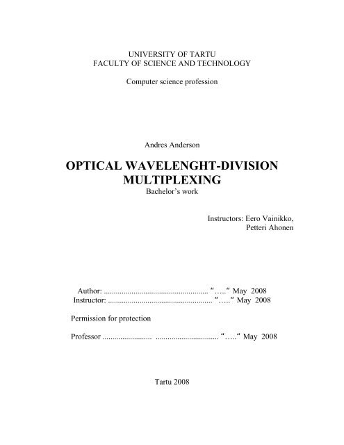 2 5 Wavelength Division Multiplexing Wdm Tartu Ulikool