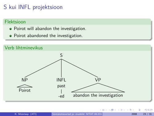 Süntaksiteooriad ja -mudelid MTAT.06.031 - 3. loeng