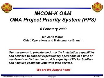IMCOM-K O&M OMA Project Priority System (PPS)