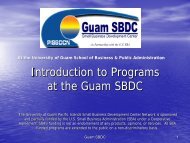 Introduction to Programs at the Guam SBDC, MAY 2012