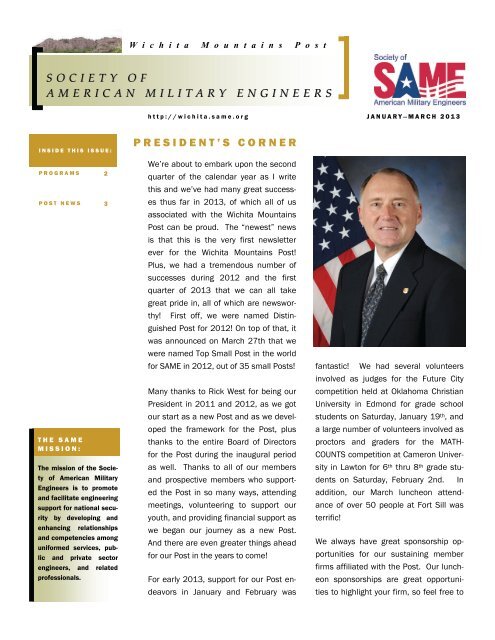 president's corner society of society of american military engineers ...