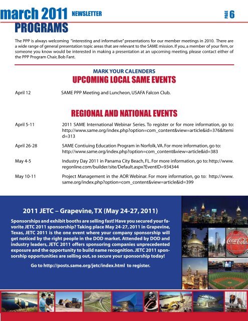 march 2011 NEWSLETTER - Chapter - Society of American Military ...