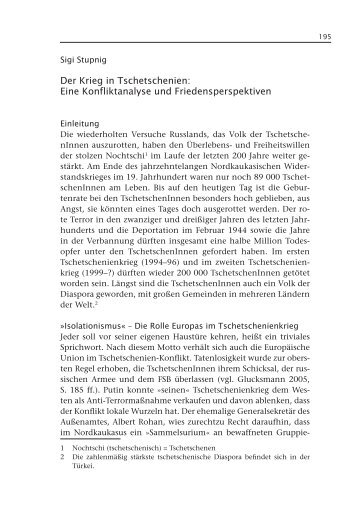 Konfliktanalyse zum Tschetschenien Krieg - Aspis