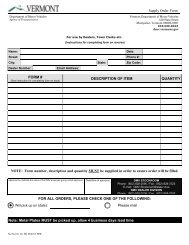 DMV Supply Order Form - Vermont Department of Motor Vehicles